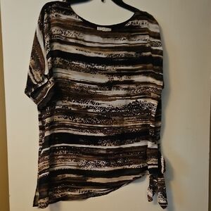 Striped Women's Top - Brown and Black